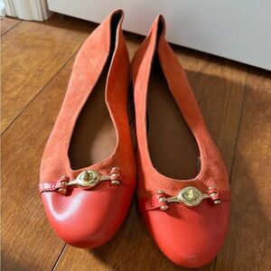 Women's orange suede and Leather Ballet Flats by coach